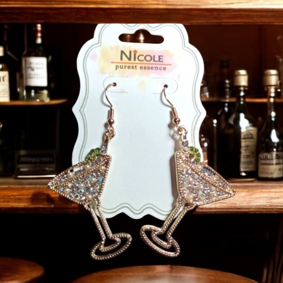 Jewelry - Crystal Martini Glass Earrings – Luxe Cocktail Statement
